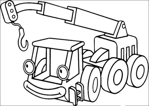 Smiling Lofty Lifting Crane Coloring Page